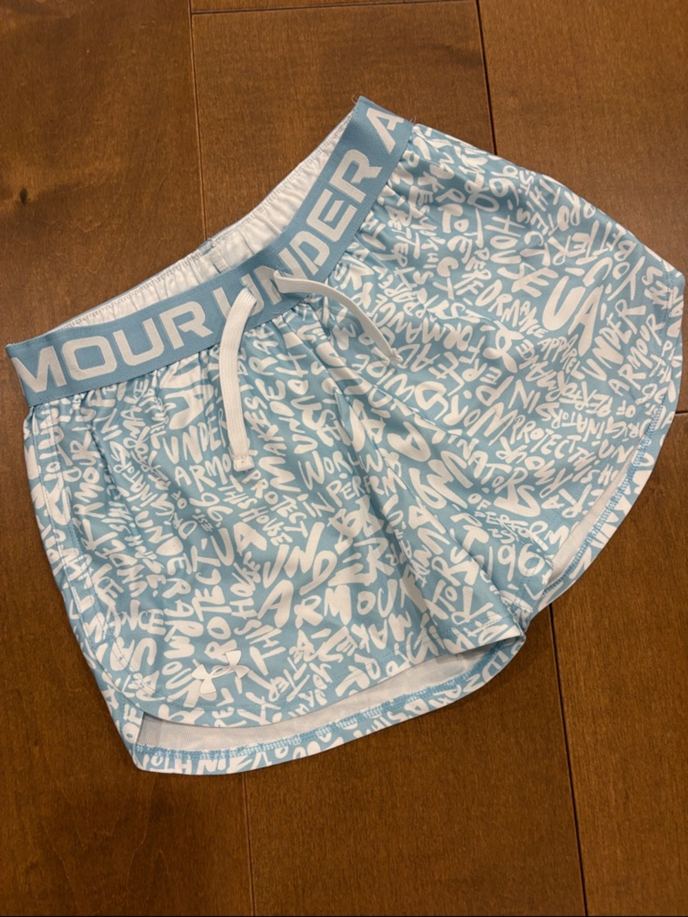 Under Armour Light Blue & White Girls' Athletic Shorts